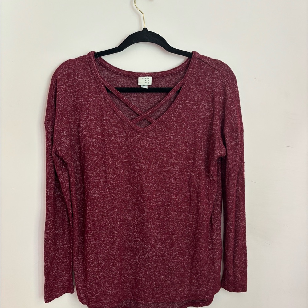 a new day Burgundy V-Neck Sweater